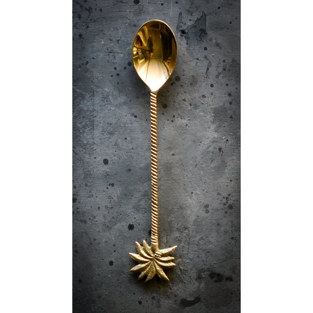 Brass Dessert Spoon "Palmtree"